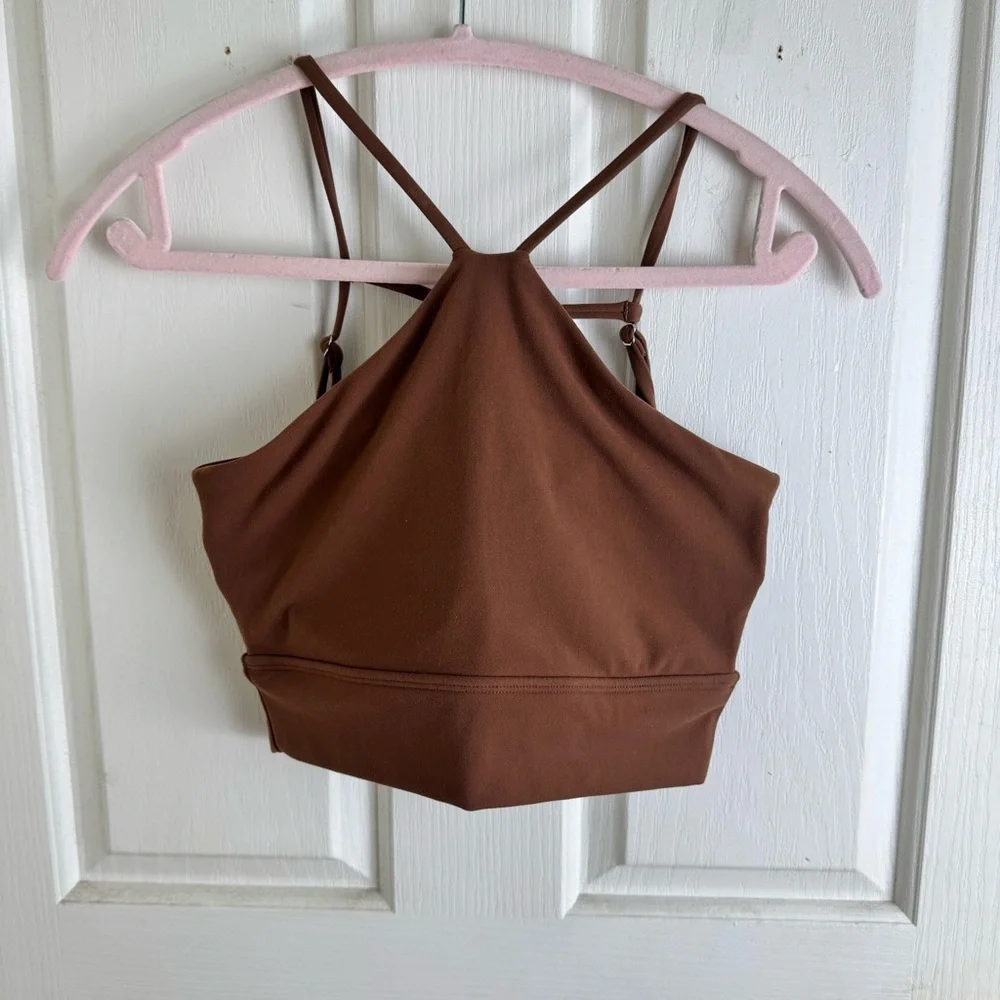 Buff Bunny Brown Strappy Top Sports Bra - Picture 1 of 5